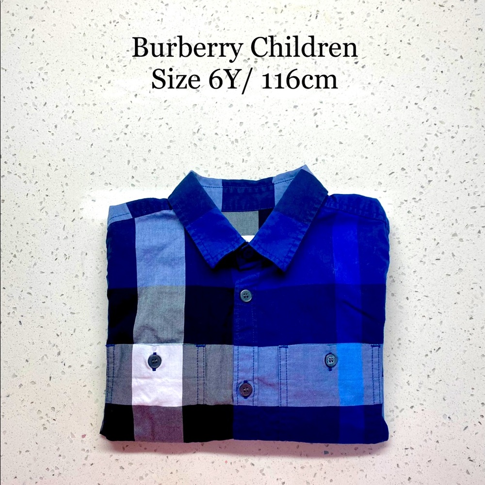 Burberry Kids Blue Check Button Down